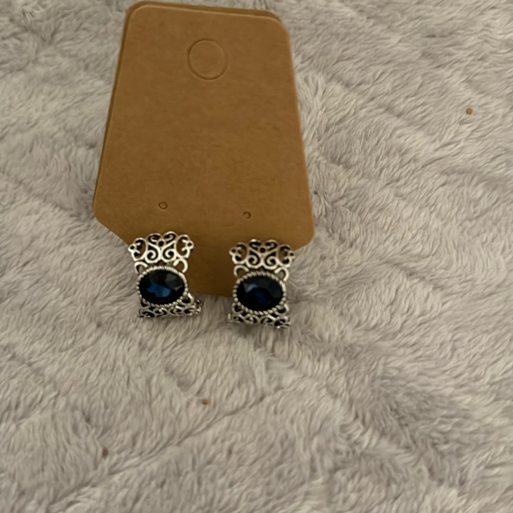 Silver with blue stone clip on